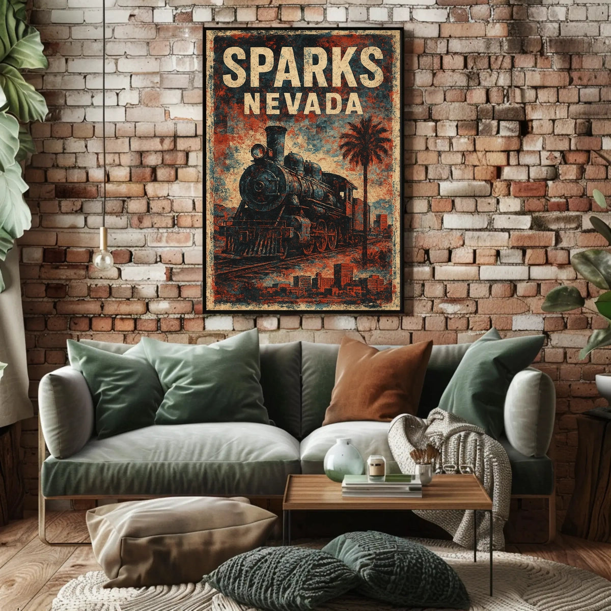 Vintage Sparks Nevada Steam Locomotive Travel Steampunk Heritage Nostalgic Collector Travel Enthusiast Poster