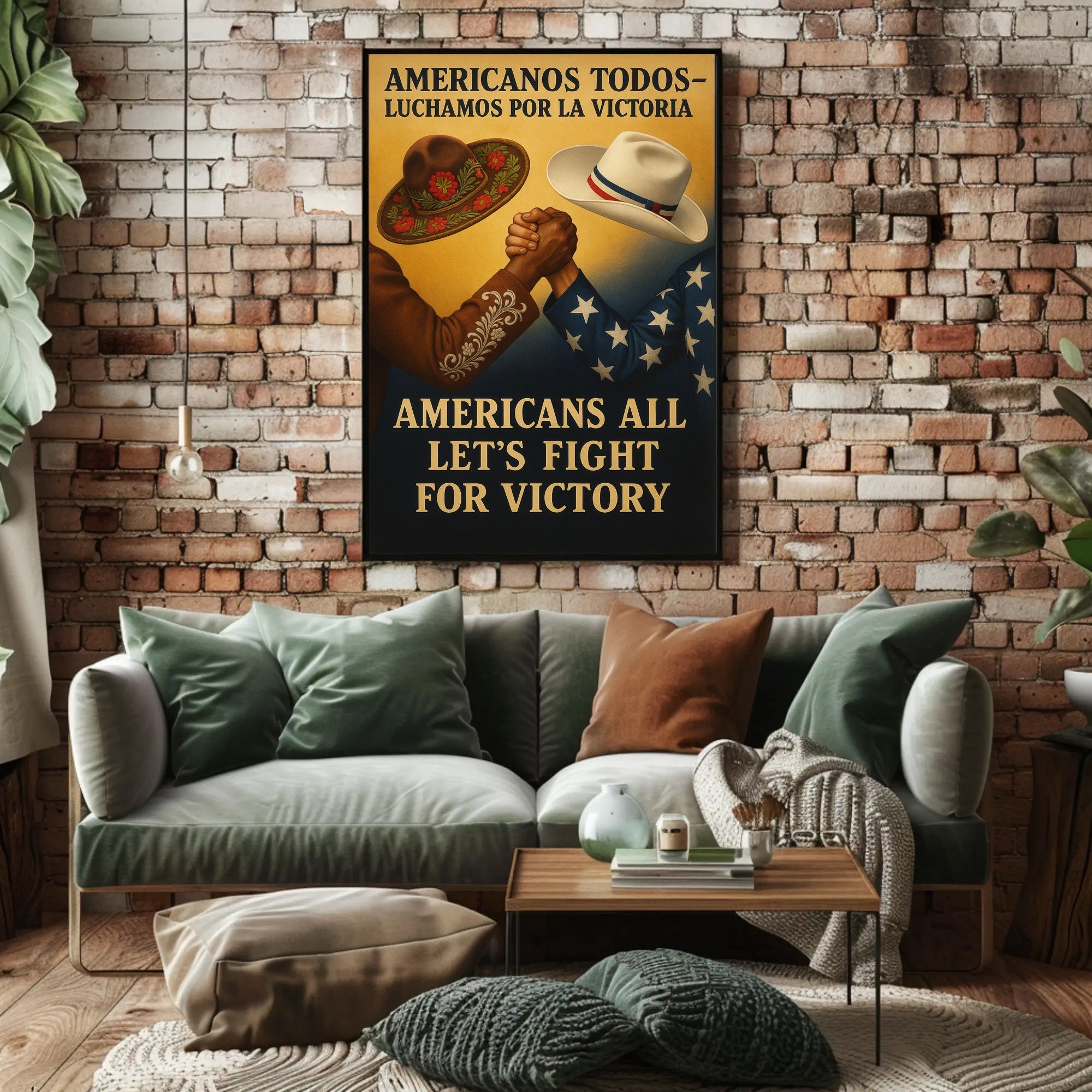 United We Stand Vintage WWII Propaganda Poster