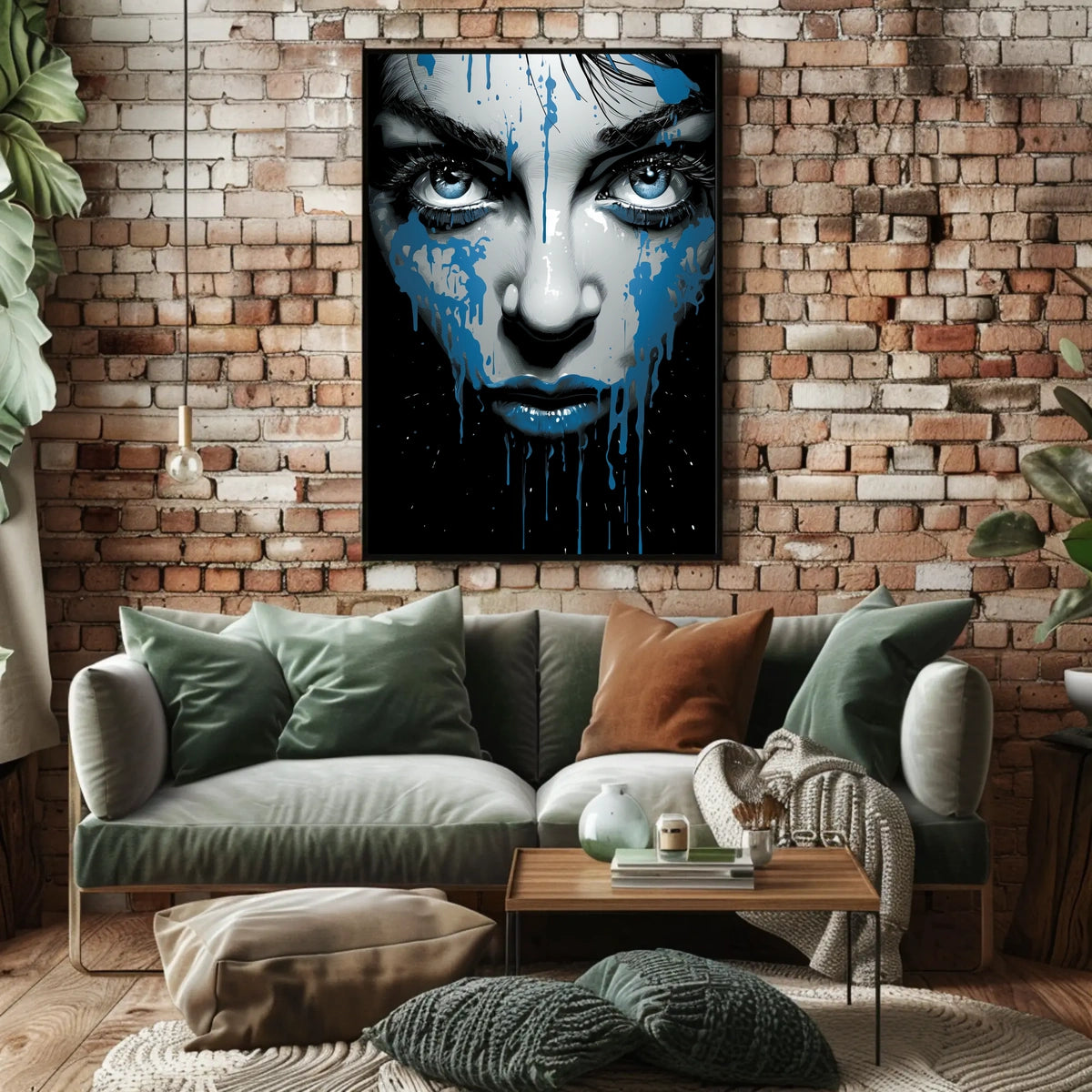 Striking Blue-Eyed Woman Abstract Art Poster