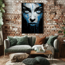 Striking Blue-Eyed Woman Abstract Art Poster