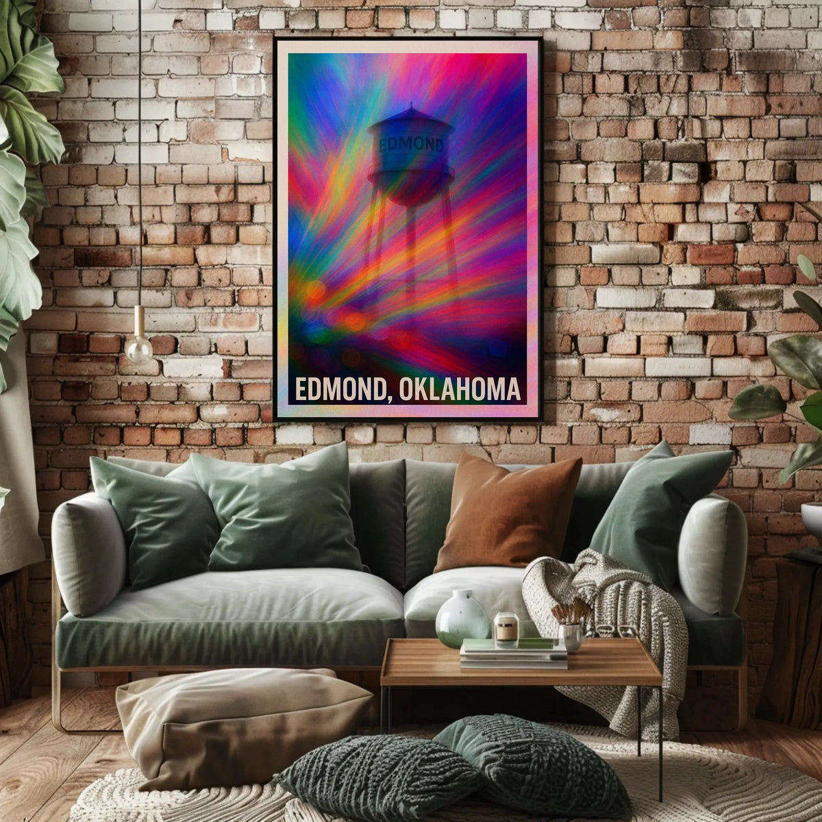 Edmond Oklahoma Water Tower Vibrant Pop Art Digital Painting Decor Lovers Wanderlust Poster