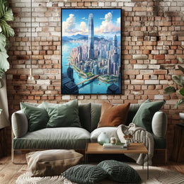 Stunning Metropolis Skyline Modern Urban Travel Poster