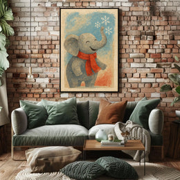 Elephant Winter Forest Poster