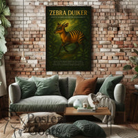 Zebra Duiker Rainforest Illustration Animal Poster