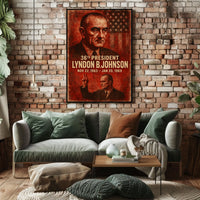 Lyndon B. Johnson Vintage Portrait Historical Poster