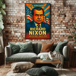 Richard Nixon 37th President of the United States Colorful Comic Book Style Poster