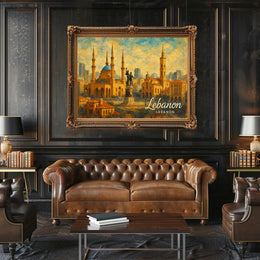 Lebanon Architectural Splendor Mediterranean Cityscape Heritage Photography Realism Art Nouveau Poster