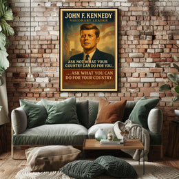 John F. Kennedy Inspirational Patriotic Poster Print