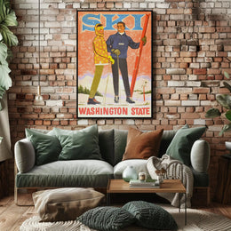 Skiing Adventure in Washington State Vintage Sports Poster PosterGoat