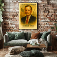 George H. W. Bush 41st President of the United States Vintage Watercolor Poster