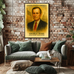 George H. W. Bush 41st President of the United States Vintage Watercolor Poster