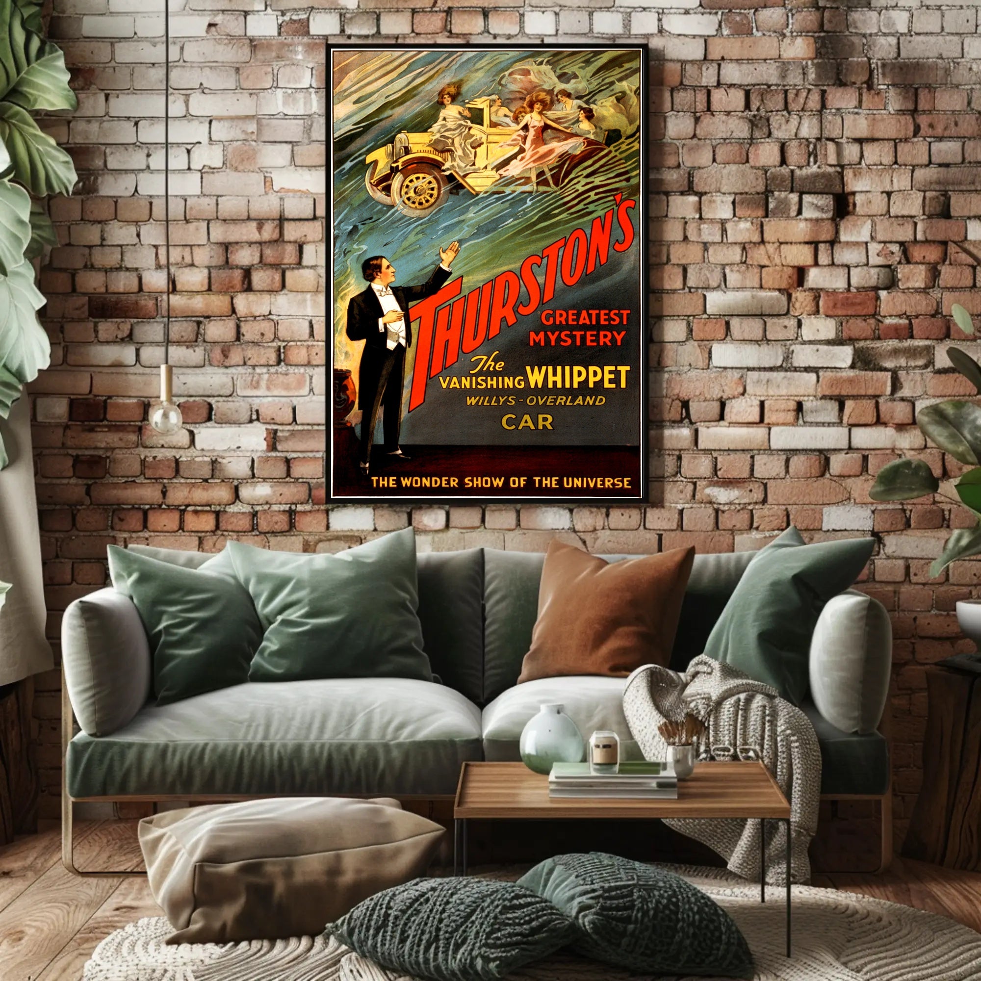 Magic Illusionist Vanishing Car Vintage Show Poster