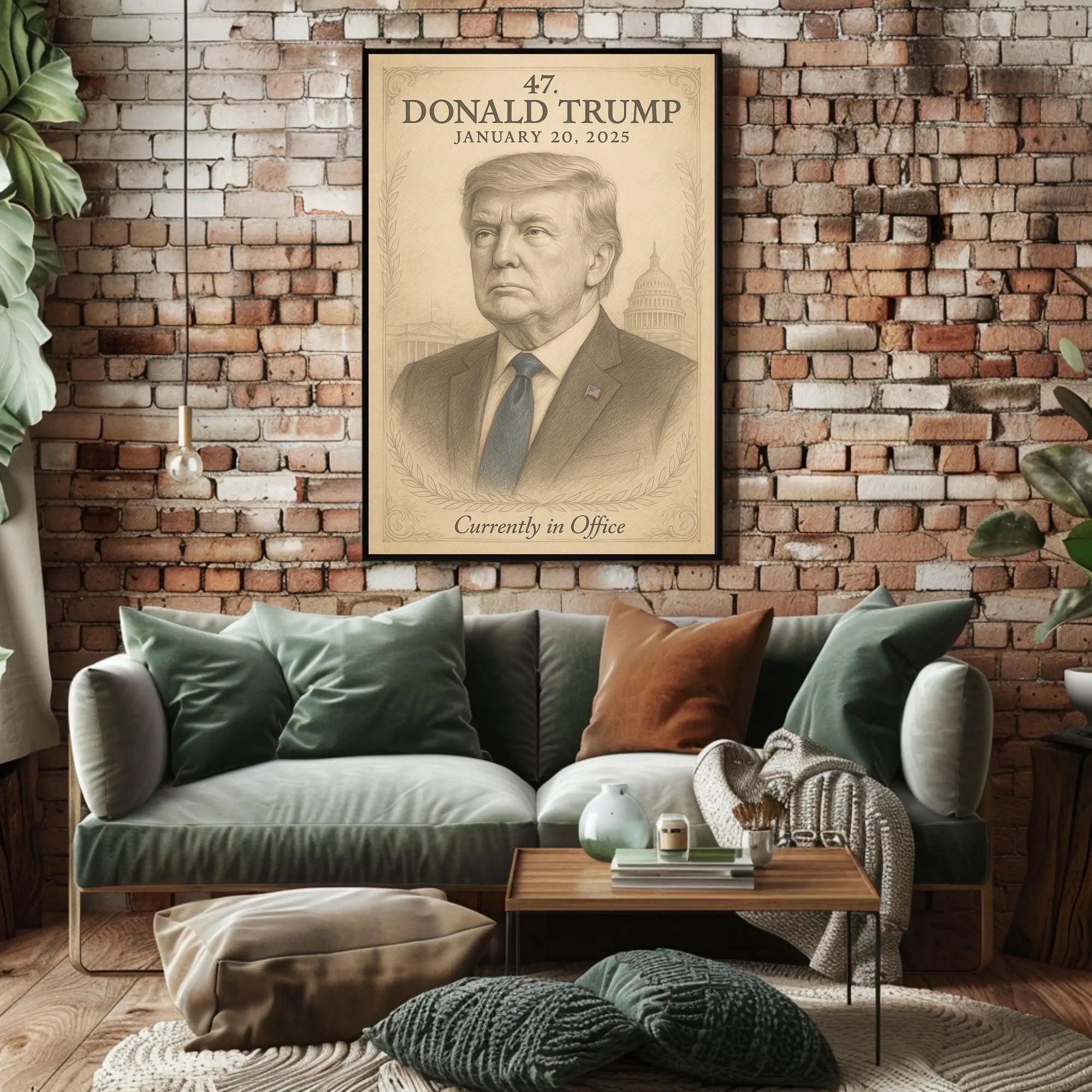 Donald Trump 47th President Sketch Poster Art Print for Home Decor PosterGoat
