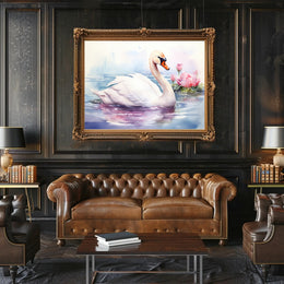 Serene Swan in Watercolor Poster PosterGoat