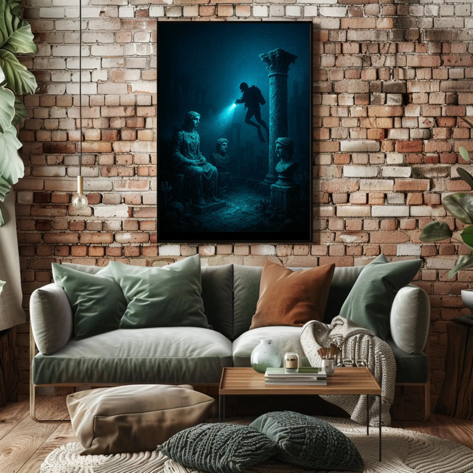Underwater Ruins Exploration Art Print Poster PosterGoat
