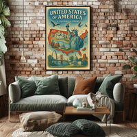 Iconic Symbols of America Poster PosterGoat