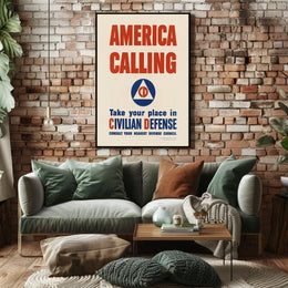 America Calling: Civilian Defense WWII Propaganda Poster
