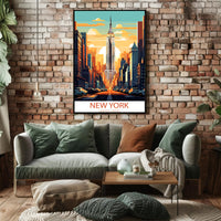 Empire State Building Retro New York Cityscape Urban Poster