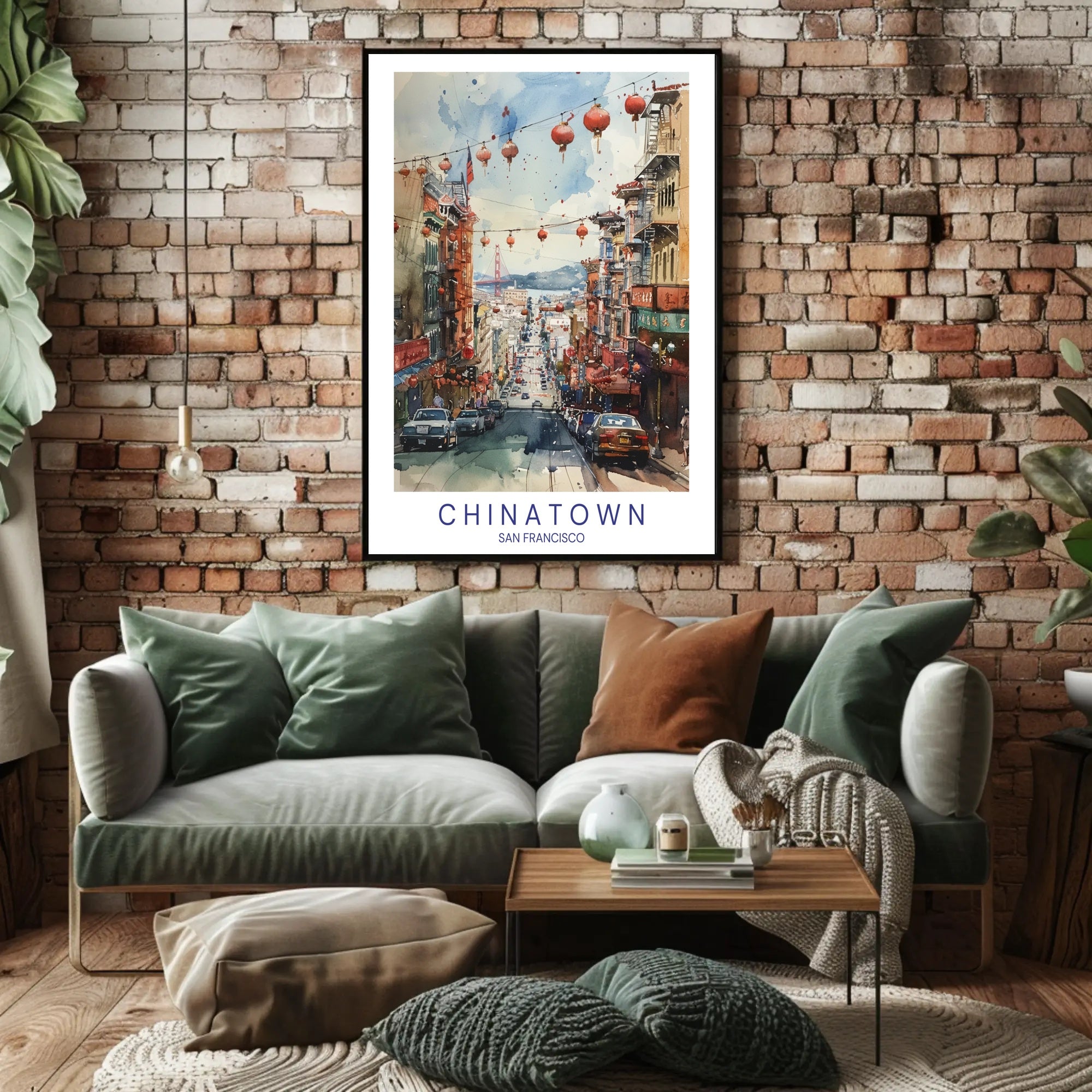 San Francisco Chinatown Watercolor Urban or Cityscape Poster PosterGoat