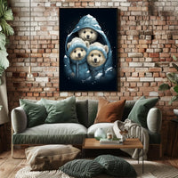 Polar Bear Cubs Winter Wonderland Art Poster