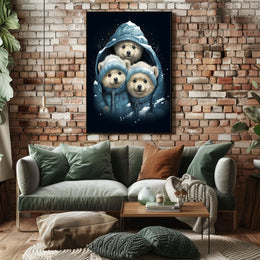 Polar Bear Cubs Winter Wonderland Art Poster
