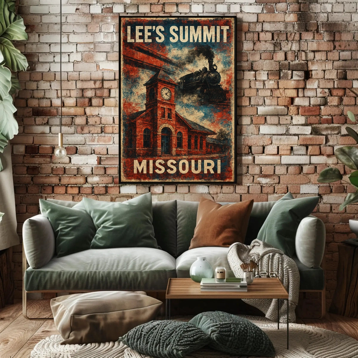 Lees Summit Missouri Cityscape Travel Heritage Scenic Wanderlust Decor Realism Minimalist Poster