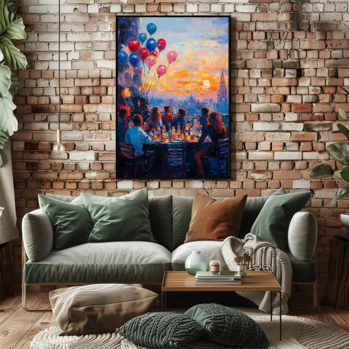 rooftop barbecue at sunset Poster