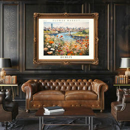 Vibrant Dublin Flower Market Impressionistic Urban or Cityscape Poster