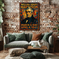 William Henry Harrison 9th President of the United States Glitch Hop Art Poster