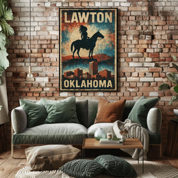 Vintage Lawton Oklahoma Cityscape Heritage Poster