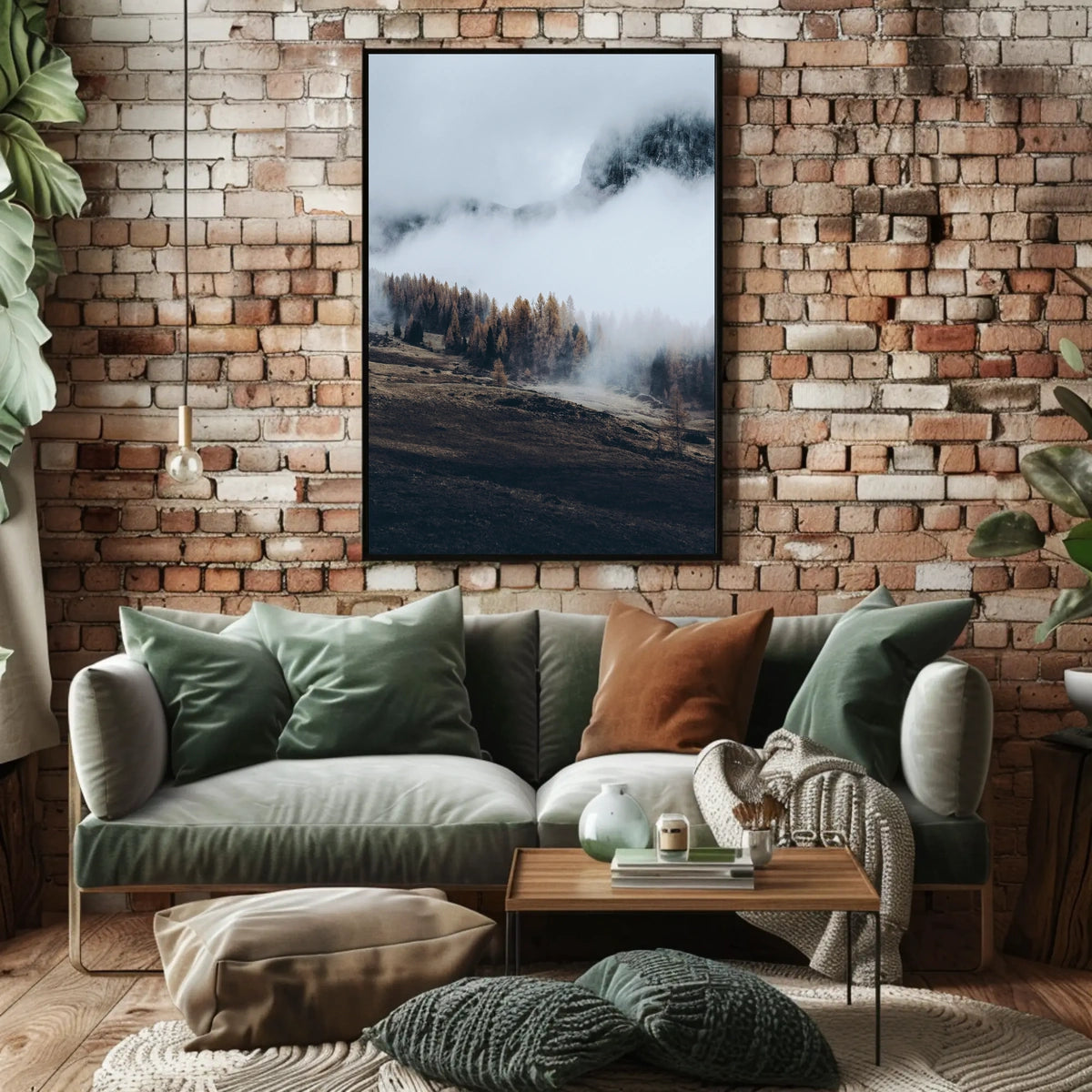 Misty Autumn Mountain Landscape Photorealistic Art Print