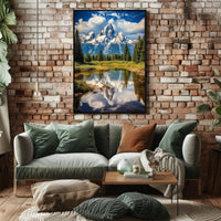 Grand Teton Travel Poster Vintage Mountain Print