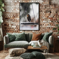 Winter Serenity: Bird on Swing Animal Poster