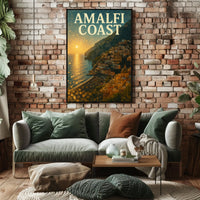 Amalfi Coast Sunset Poster 18x24 Premium Wall Art Decor