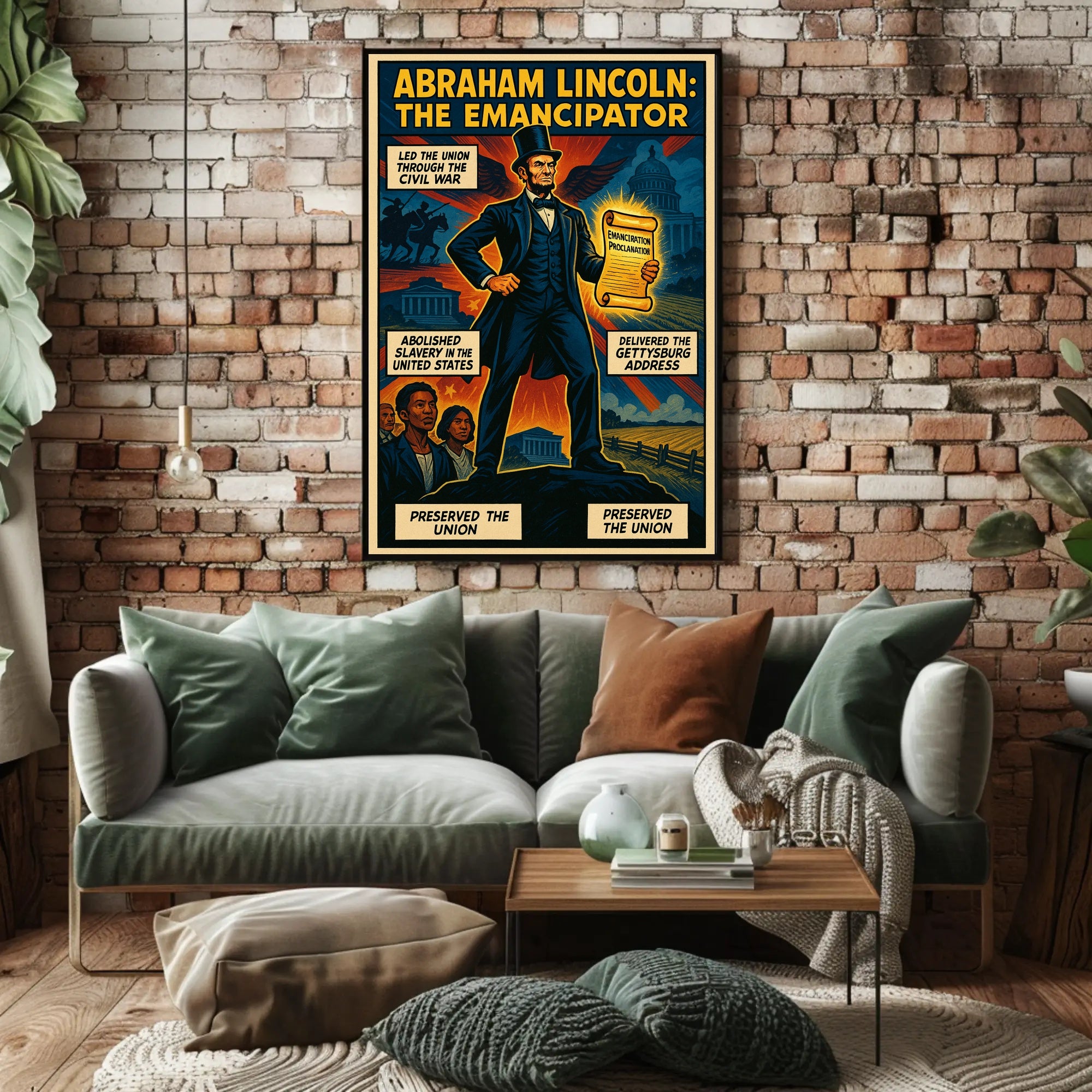 Abraham Lincoln Vintage Presidential Historical Illustration Poster PosterGoat