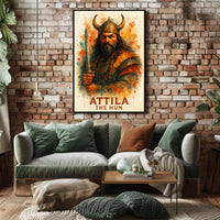 Attila the Hun Watercolor Warrior Art Poster