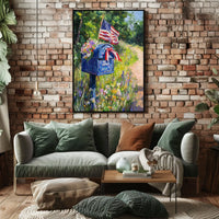 Blue Mailbox With Patriotic Ribbons Outdoor Garden Poster