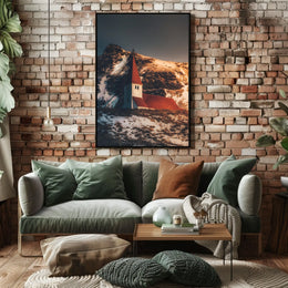 Church At Dusk In The Mountains Poster