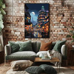 Urban Dreamscape: Futuristic East Asian City Poster
