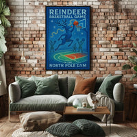 Reindeer Basketball Game Poster