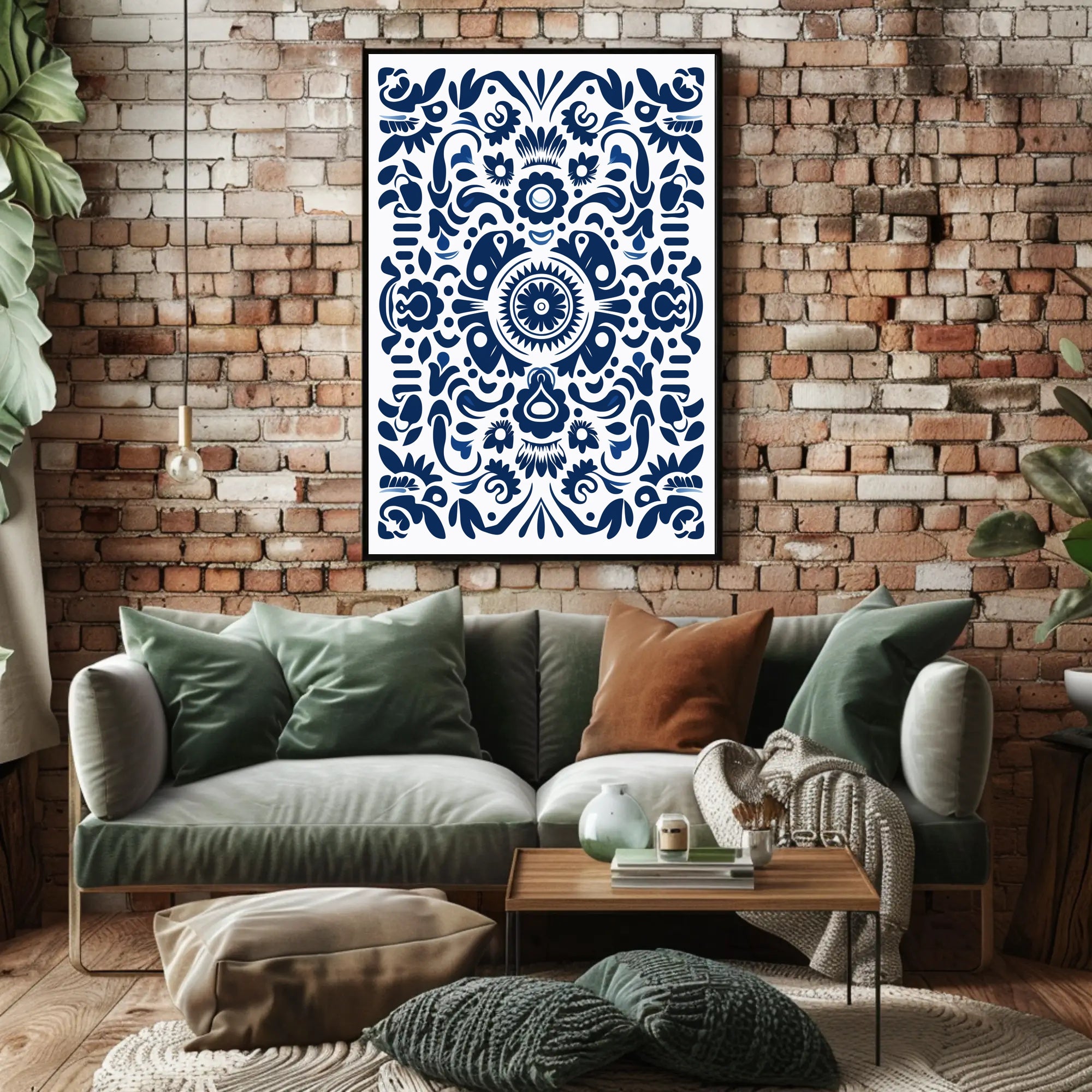 Ornate Blue Pattern Design Poster