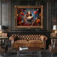 Romantic Vintage Scene with Butterflies Artistic Poster