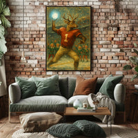 Whimsical Reindeer Holiday Sports Fantasy Vintage Poster