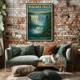 Niagara Falls Vintage Travel Art Illustation Travel Poster