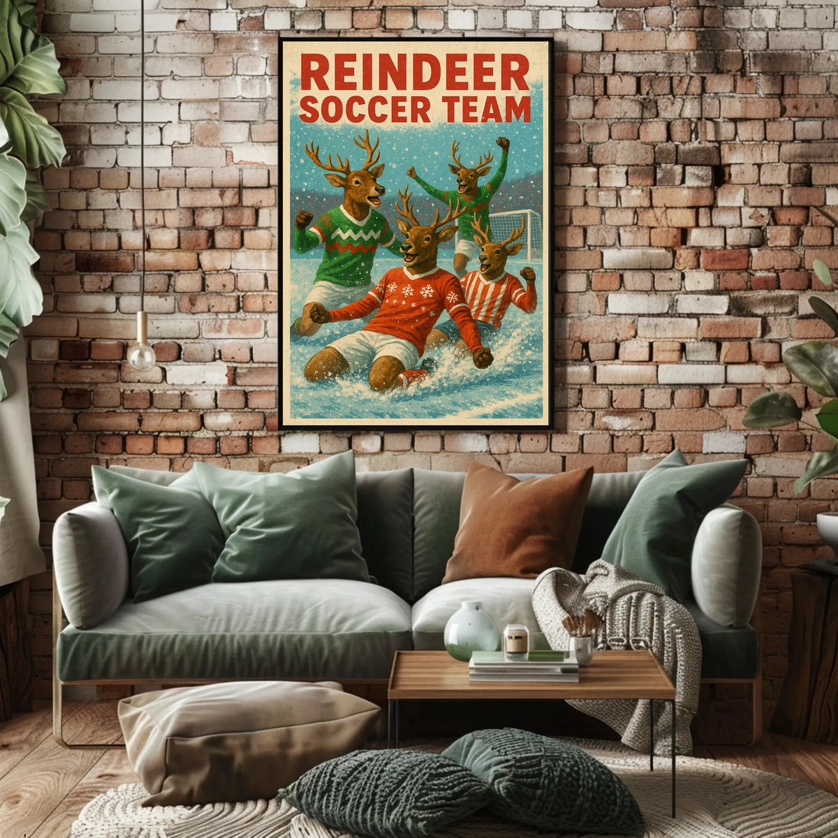 Reindeer Soccer Team Celebration Poster