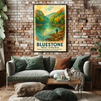 Bluestone Gorge Autumn Fishing Watercolor Poster