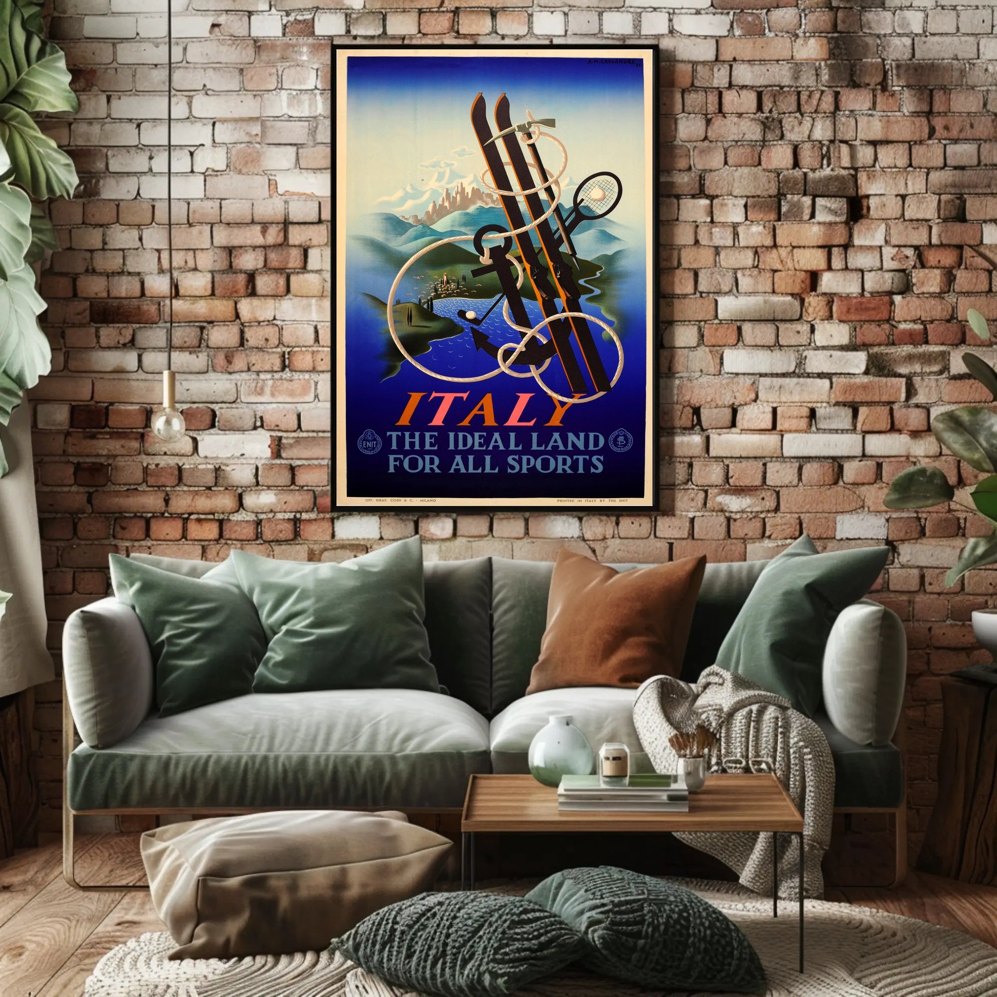 Italy Sports Adventure Vintage Poster Art Deco Influence PosterGoat