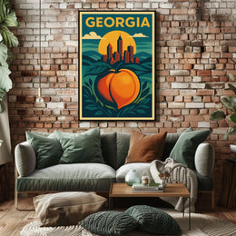 Georgia Peach and Skyline Poster
