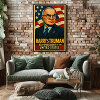 Harry S Truman 33rd President Poster Wall Art Vintage