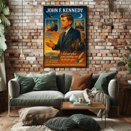 John F. Kennedy Vintage Patriotic Leadership Poster